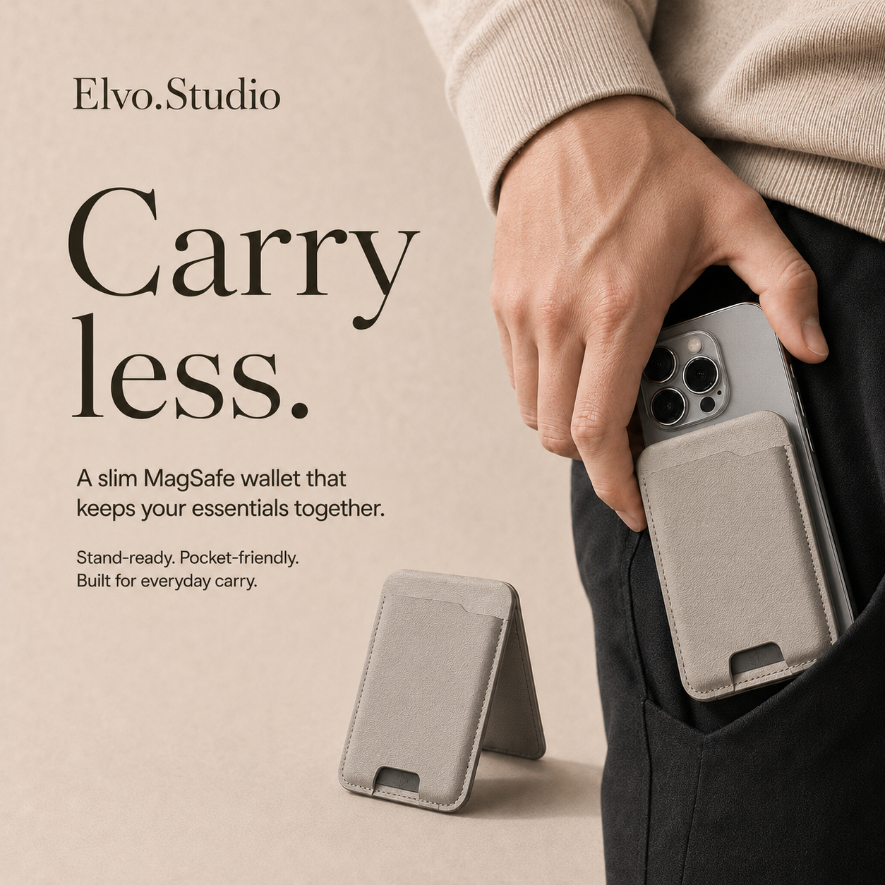 color-gray | ELVO Wallet gray lifestyle carry