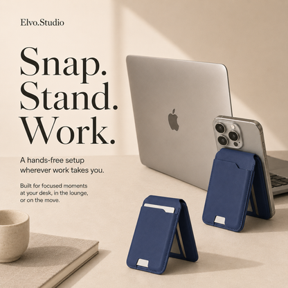 color-navy | ELVO Wallet navy magnetic phone stand for desk use