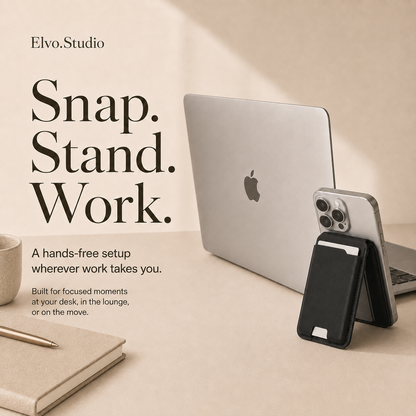 color-black | ELVO Wallet black magnetic phone stand for desk use