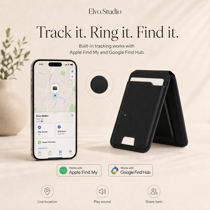 color-black | ELVO Wallet black with Apple Find My and Google Find Hub tracking