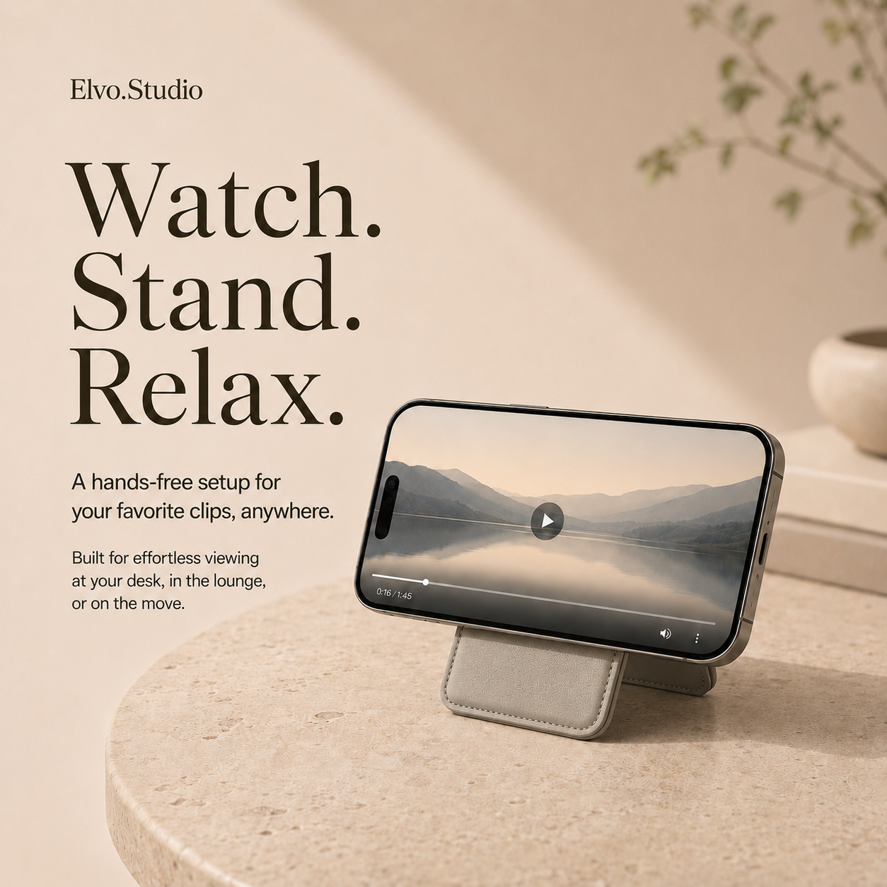 color-gray | ELVO Wallet gray phone stand for hands-free viewing