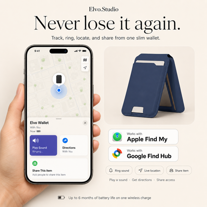 color-navy | ELVO Wallet navy with Apple Find My and Google Find Hub tracking