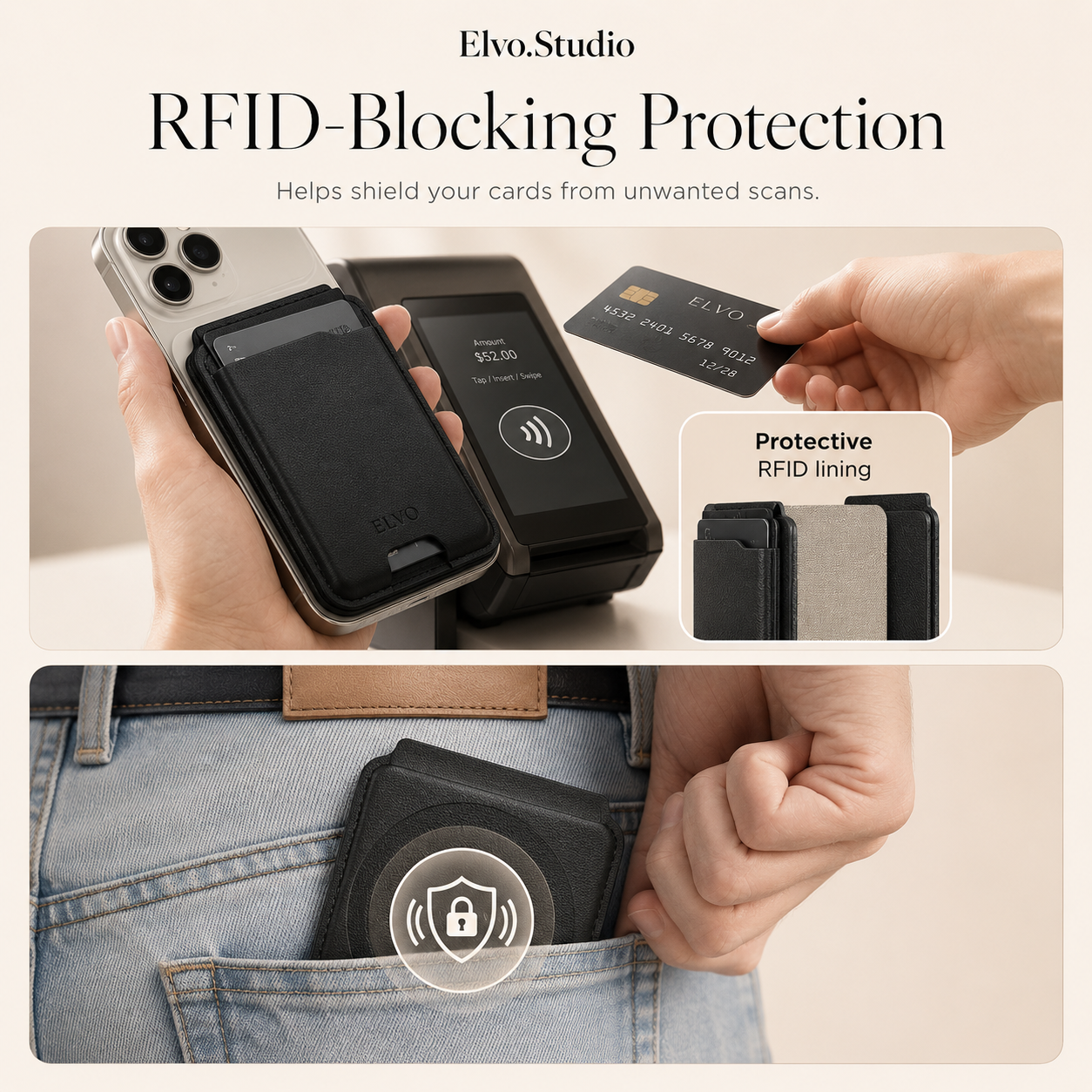 color-black | ELVO Wallet blackRFID-blocking protection