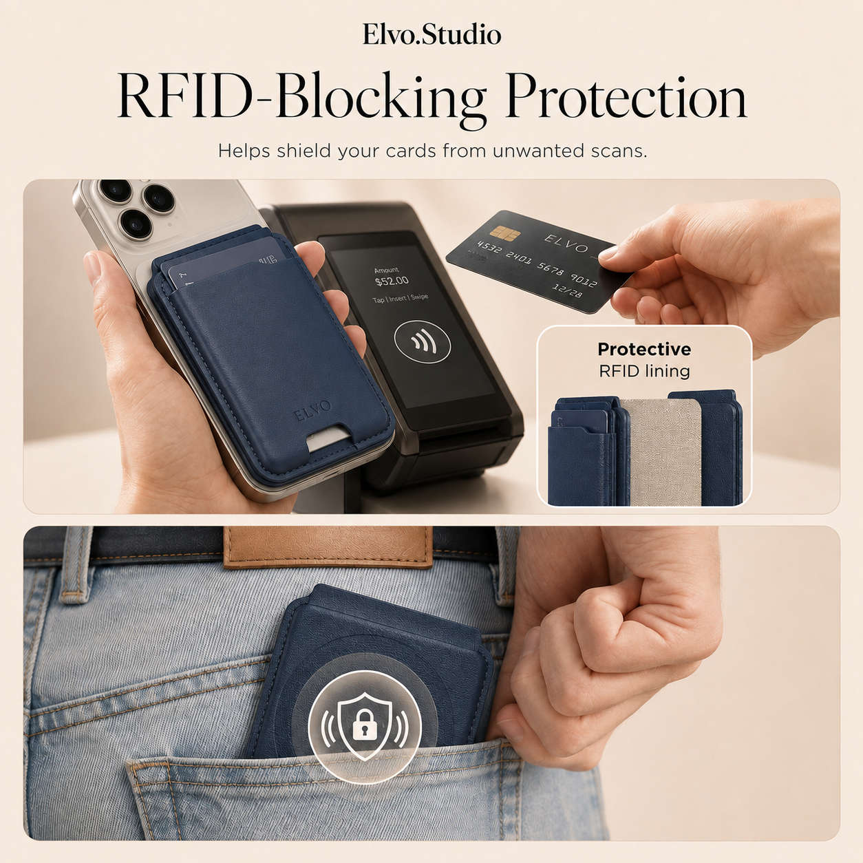 color-navy | ELVO Wallet navy RFID-blocking protection