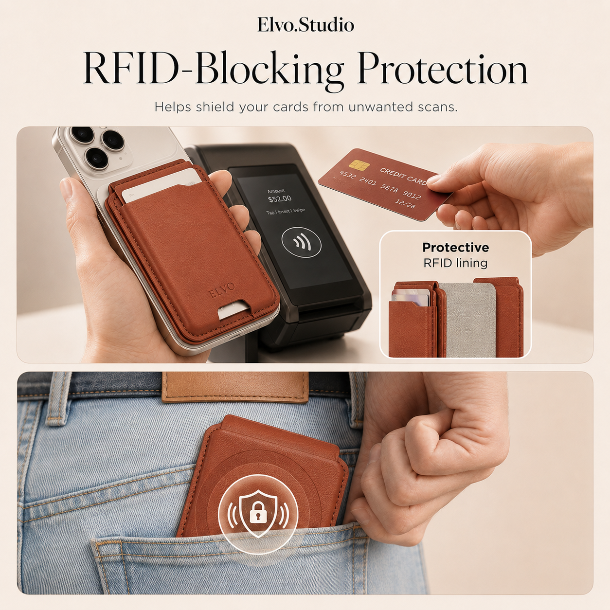 color-brown | ELVO Wallet brown RFID-blocking protection