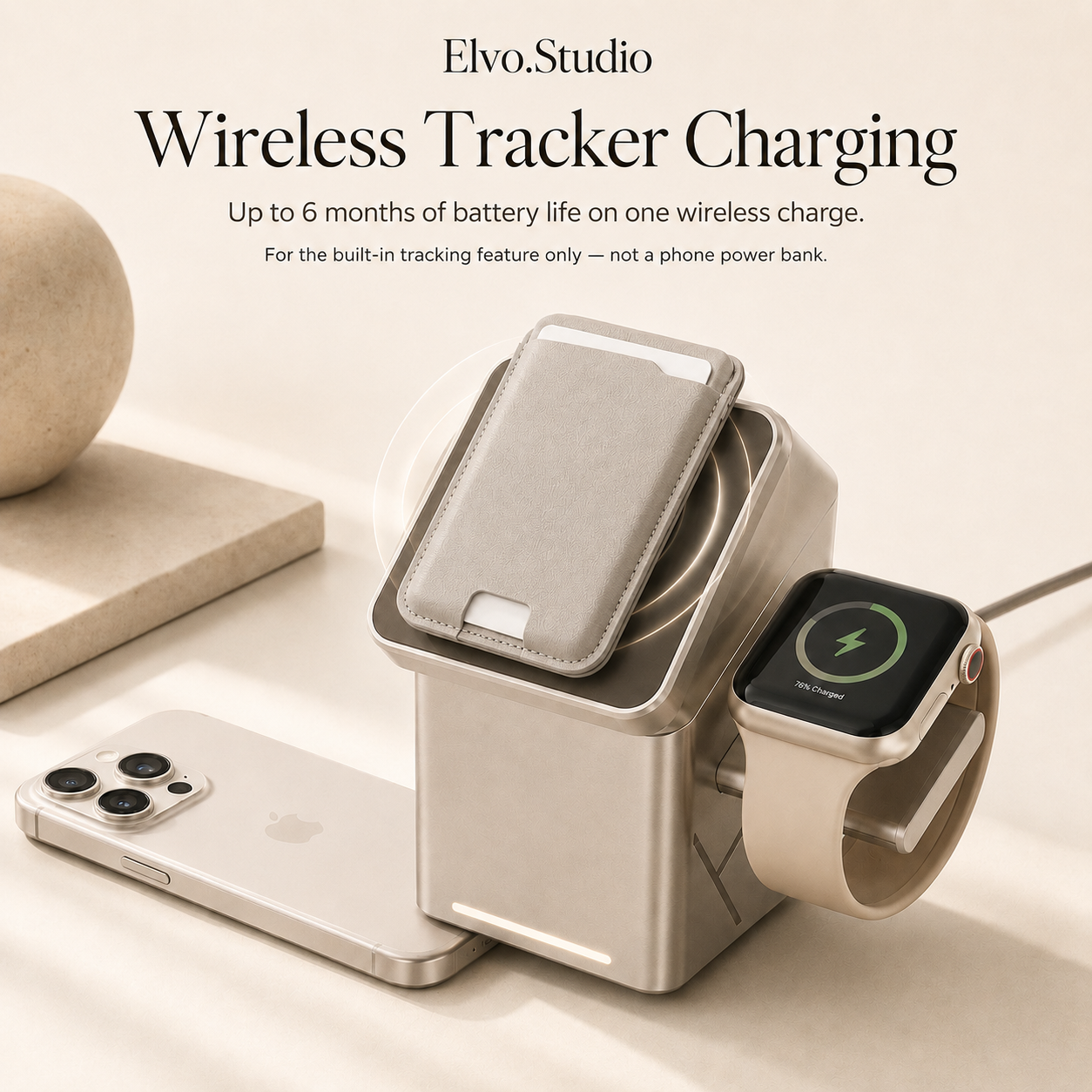 color-gray | ELVO Wallet gray wireless tracker charging