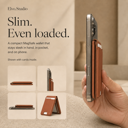 color-brown | ELVO Wallet brown slim profile with cards