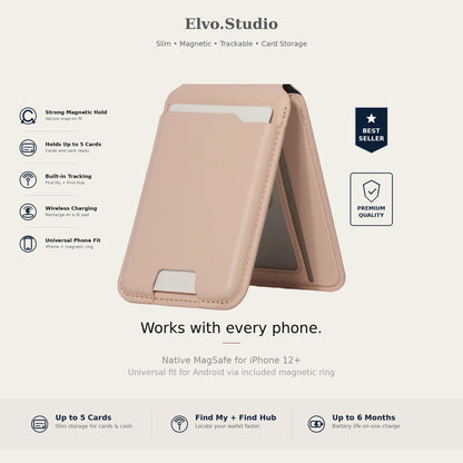 Elvo Studio phone case with features listed on a white background