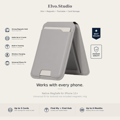 Elvo.Studio phone case with features listed on a white background